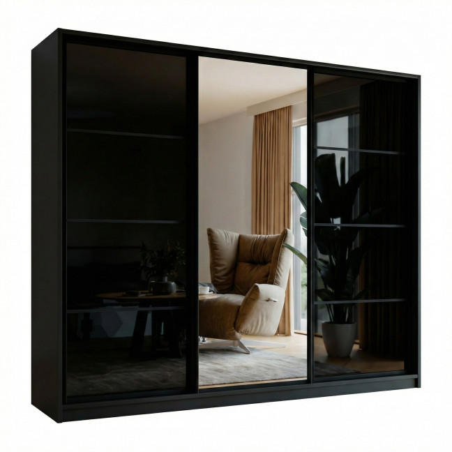 Szafa Przesuwna Porto 200 Czarny Połysk