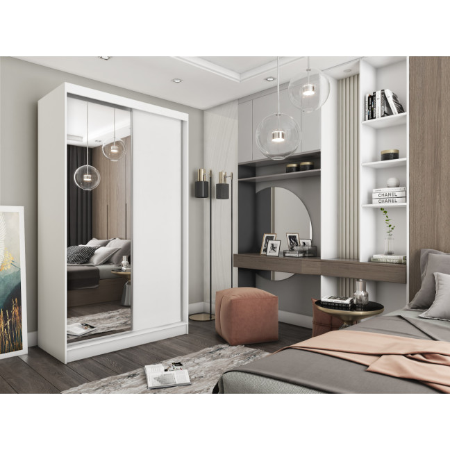 Szafa przesuwna Pala 120 (Kolor: Biały - Oświetlenie LED: brak - Kontenerek: Nie - Cichy Domyk: Nie - Dodatkowe półki: Nie)